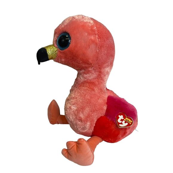 Ty Beanie Boo Gilda Pink Flamingo, Large Blue Eyes, TySilk Pink, 24"‎ Tall Baby - Picture 3 of 16